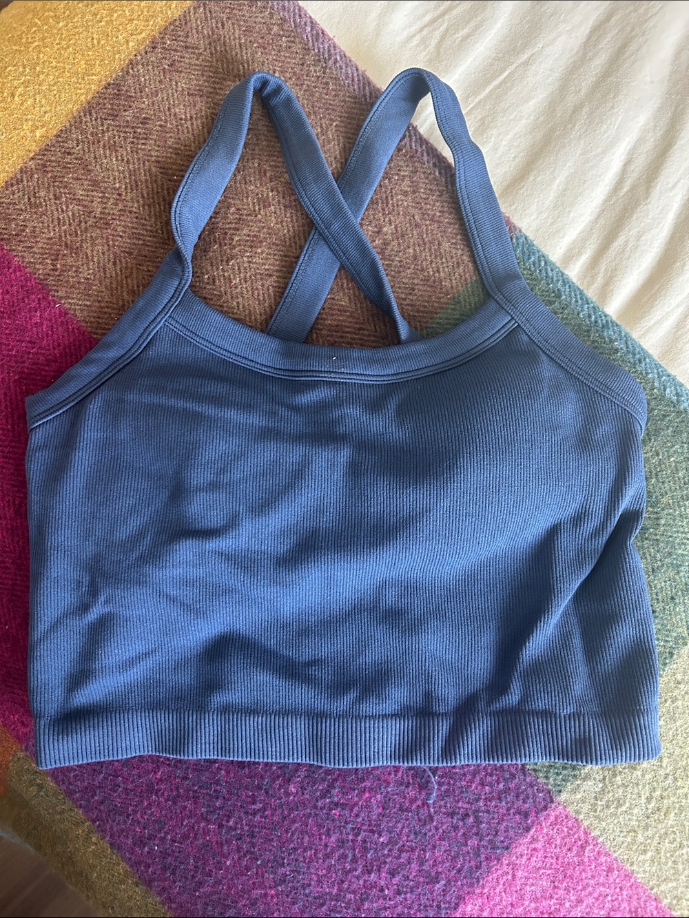 ALL IN MOTION TARGET Blue Ribbed Crossback Bralette